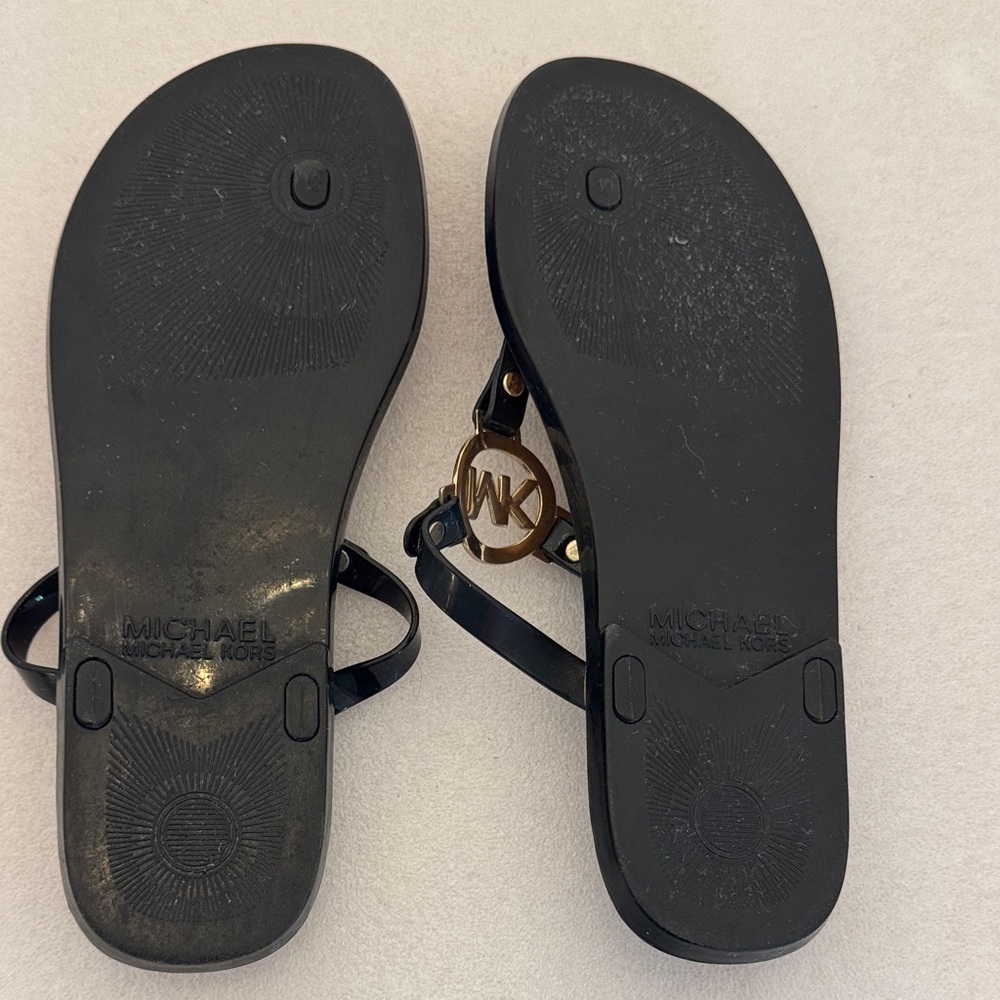 Michael Kors Black and Gold Logo Sandals - Picture 4 of 4